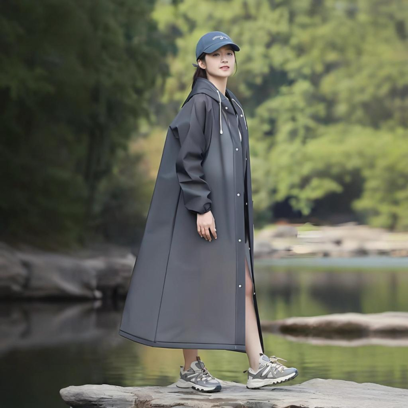 Vieno sluoksnio EVA lietaus pončas suaugusiems, unisex, tinkama žygiams, audinio storis 0.18