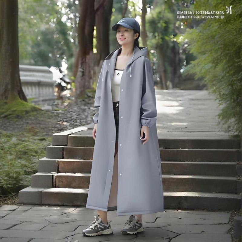 Vieno sluoksnio EVA lietaus pončas suaugusiems, unisex, tinkama žygiams, audinio storis 0.18