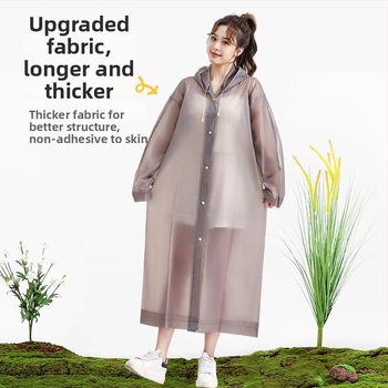 Žygio lietaus pončas iš EVA audinio, daugkartinis naudojimas suaugusiems, vienam asmeniui, ilgas ir nešiojamas, atsparus vandeniui su PE klijų sluoksniu (0.10 stores)