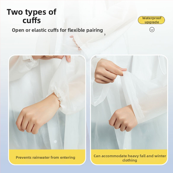 Žygio lietaus pončas iš EVA audinio, daugkartinis naudojimas suaugusiems, vienam asmeniui, ilgas ir nešiojamas, atsparus vandeniui su PE klijų sluoksniu (0.10 stores)