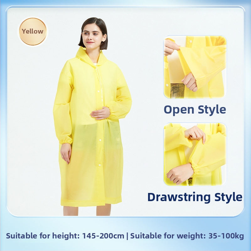 Žygio lietaus pončas iš EVA audinio, daugkartinis naudojimas suaugusiems, vienam asmeniui, ilgas ir nešiojamas, atsparus vandeniui su PE klijų sluoksniu (0.10 stores)