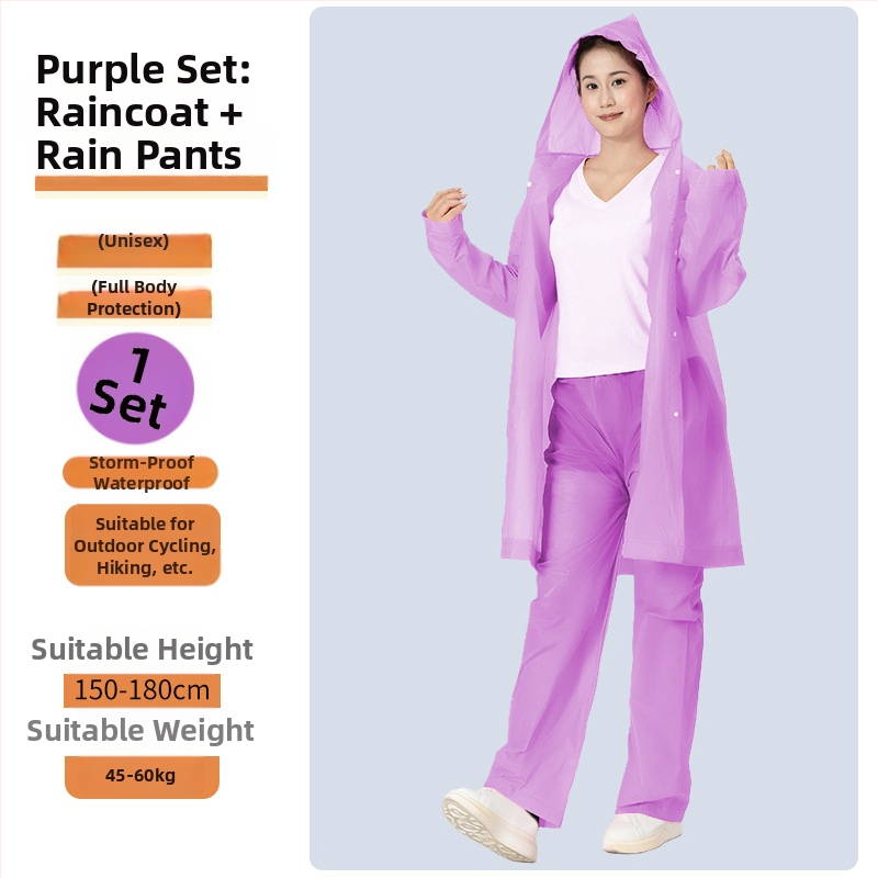 Suaugusiųjų lietaus pončas EV ir motociklams — EVA audinys, tankus, PVC atsparus sluoksnis, 200 g