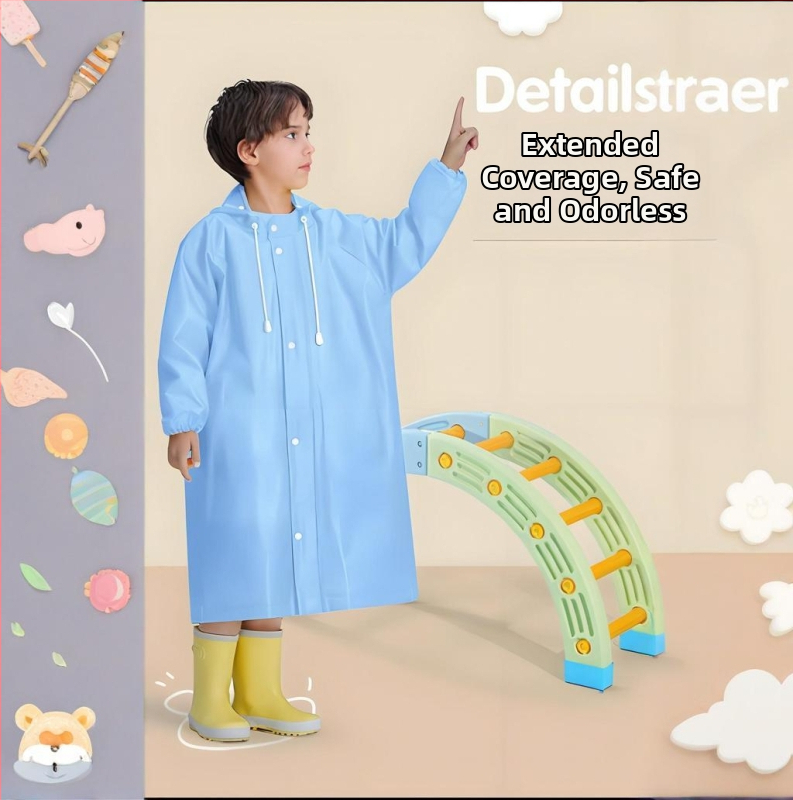 Unisex EVA lietaus pončas, matinė apdaila, 0.18 mm storis, daugkartiniam naudojimui, skirtas žygiams ir kelionėms