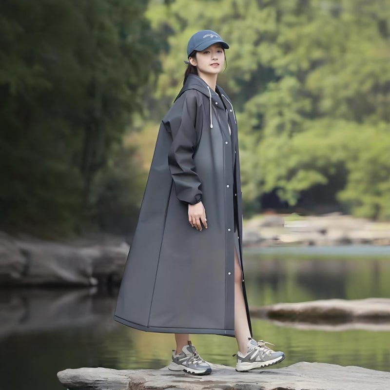 Unisex EVA lietaus pončas, matinė apdaila, 0.18 mm storis, daugkartiniam naudojimui, skirtas žygiams ir kelionėms