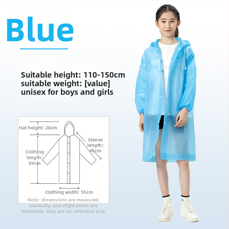 Vaikų EVA lietaus pončas, sutirštintas, daukartinio naudojimo, mokyklai, vienam asmeniui, amžius 7–12 metų