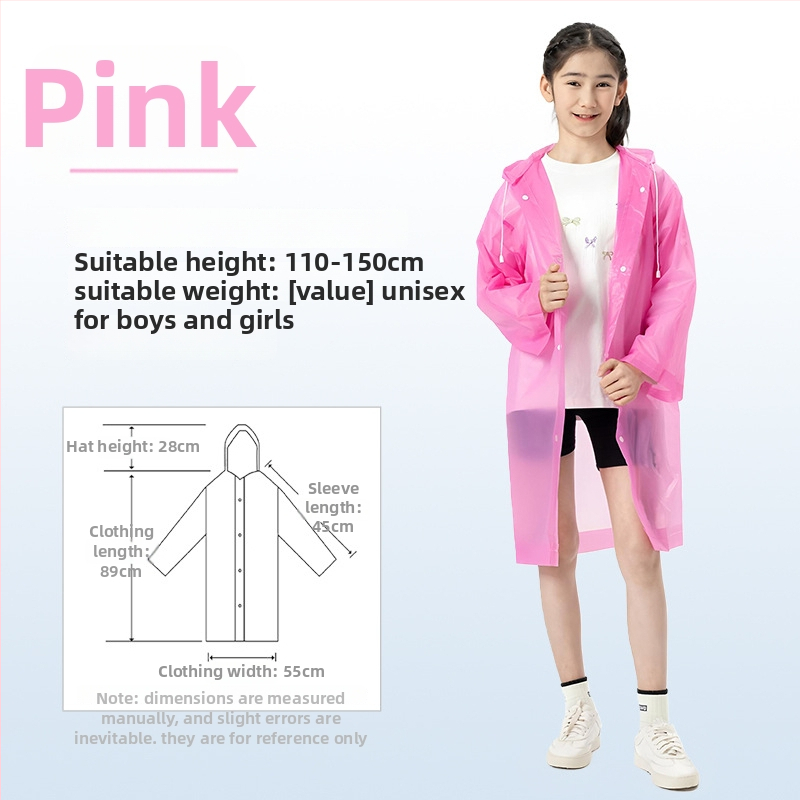 Vaikų EVA lietaus pončas, sutirštintas, daukartinio naudojimo, mokyklai, vienam asmeniui, amžius 7–12 metų