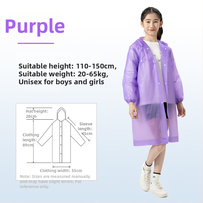 Vaikų EVA lietaus pončas, sutirštintas, daukartinio naudojimo, mokyklai, vienam asmeniui, amžius 7–12 metų