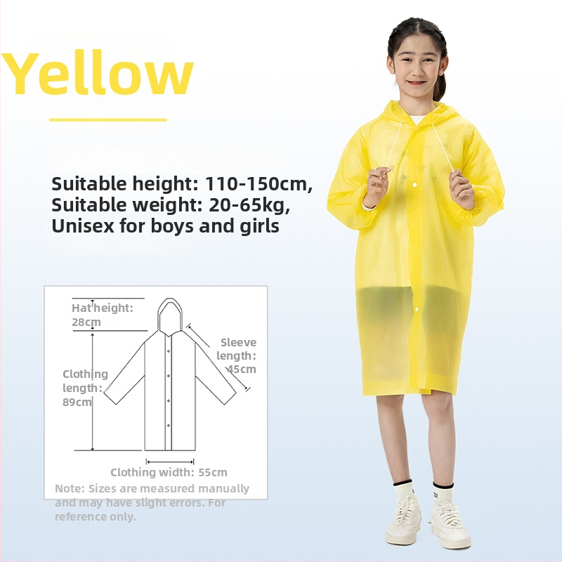 Vaikų EVA lietaus pončas, sutirštintas, daukartinio naudojimo, mokyklai, vienam asmeniui, amžius 7–12 metų
