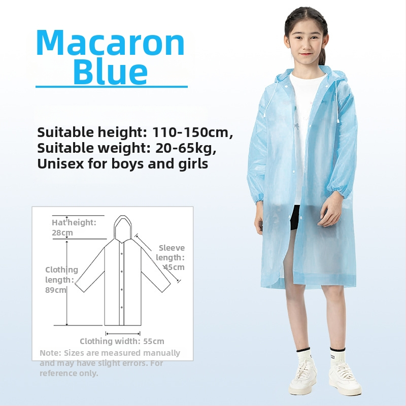 Vaikų EVA lietaus pončas, sutirštintas, daukartinio naudojimo, mokyklai, vienam asmeniui, amžius 7–12 metų