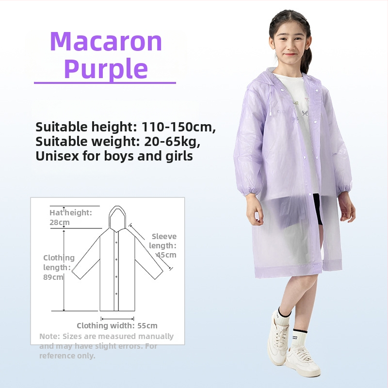 Vaikų EVA lietaus pončas, sutirštintas, daukartinio naudojimo, mokyklai, vienam asmeniui, amžius 7–12 metų