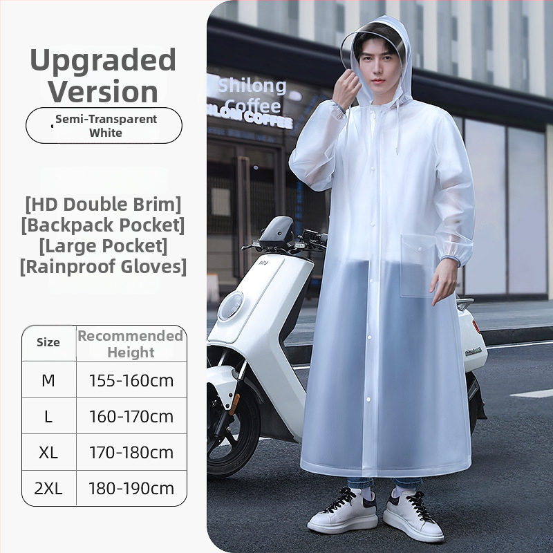 Daugkartinis lietaus pončas suaugusiesiems, tinkamas motociklui/elektriniam transporteriui, EVA audinys, storas, vienai asmeniui