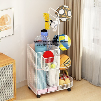 Vidaus kamuolių laikymo stovas krepšiniui, tinkliniui ir badmintonui