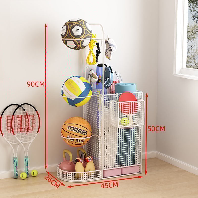 Вътрешен стелаж за съхранение на топки за баскетбол, волейбол и бадминтон