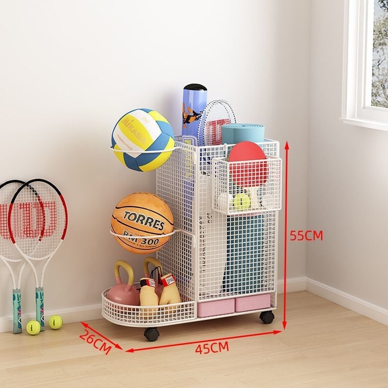 Вътрешен стелаж за съхранение на топки за баскетбол, волейбол и бадминтон