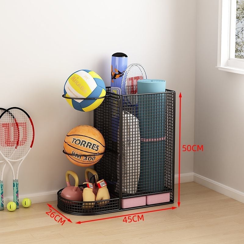 Вътрешен стелаж за съхранение на топки за баскетбол, волейбол и бадминтон