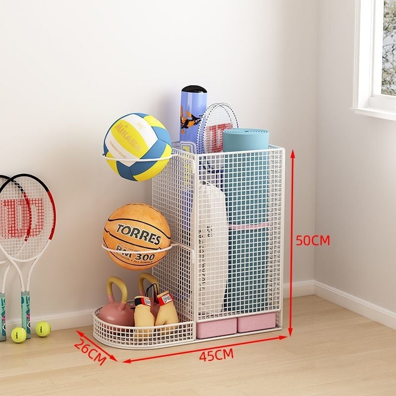 Вътрешен стелаж за съхранение на топки за баскетбол, волейбол и бадминтон