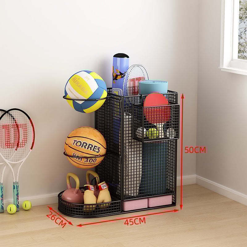Вътрешен стелаж за съхранение на топки за баскетбол, волейбол и бадминтон