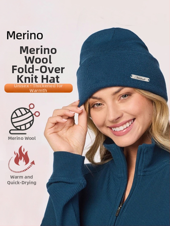 Unisex kepurė iš merino vilnos, nerta, skirta lauko žygiams ir dviračių važiavimui, ausų apsauga