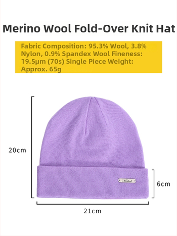 Unisex kepurė iš merino vilnos, nerta, skirta lauko žygiams ir dviračių važiavimui, ausų apsauga