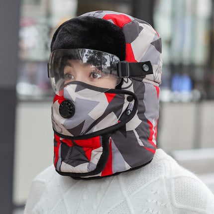 Maska za vožnju električnim motociklom s toplom kapulom i zaštitom lica (nylon materijal, marke nabaoduo, unisex, otporna na vjetar, izolacija od hladnoće)