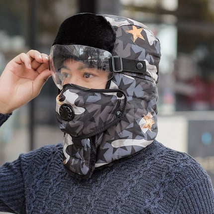 Maska za vožnju električnim motociklom s toplom kapulom i zaštitom lica (nylon materijal, marke nabaoduo, unisex, otporna na vjetar, izolacija od hladnoće)