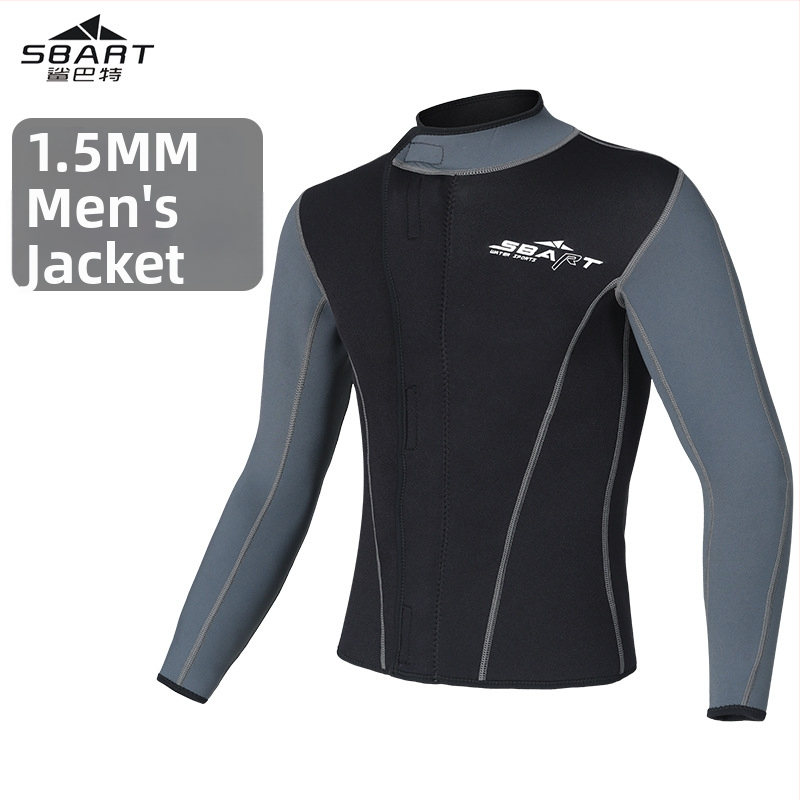 Sbart 1,5 mm dalinis nardymo neopreninis kostiumas, ilgomis rankovėmis, laiko šilumą, 90% neoprenas + 10% nailono, visiškai kostiumas vyrams, nardymas ir plaukimas