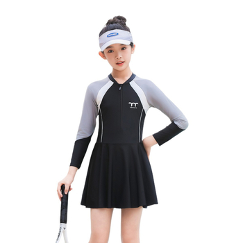 Ολόσωμο μαγιό για κορίτσια με μακριά μανίκια, γρήγορο στέγνωμα, υψηλή μέση, μαξιλάρι στήθους (νάιλον 82% / σπαντέξ 18%)