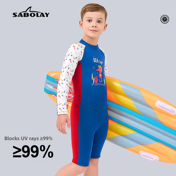 Vaikų viengubas neopreninis kombinezonas, 2,5 mm SCR neoprenas, palaiko šilumą, karikatūros raštas