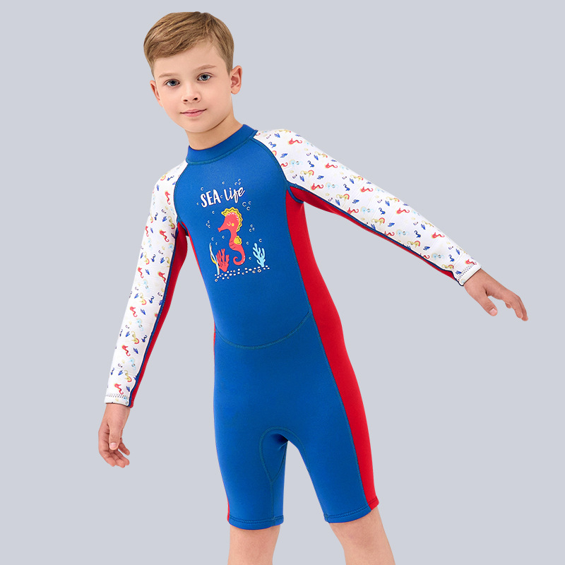 Vaikų viengubas neopreninis kombinezonas, 2,5 mm SCR neoprenas, palaiko šilumą, karikatūros raštas