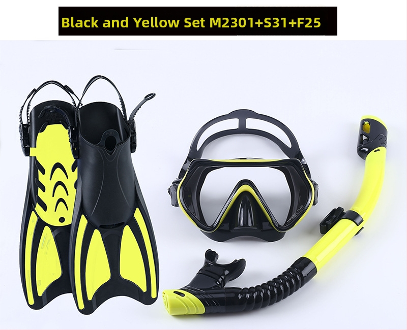 Snorkelkomplekt: finsid, kuiv snorkel ja sukeldumismask; Materjal: PP, TPR, POM; Bränd: Asy; Sobib täiskasvanutele ja lastele