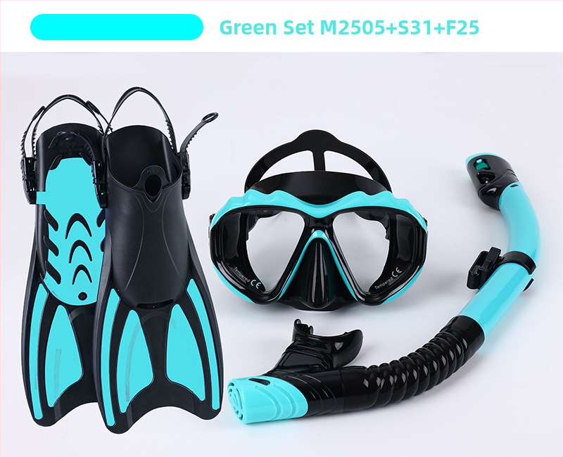 Snorkelkomplekt: finsid, kuiv snorkel ja sukeldumismask; Materjal: PP, TPR, POM; Bränd: Asy; Sobib täiskasvanutele ja lastele