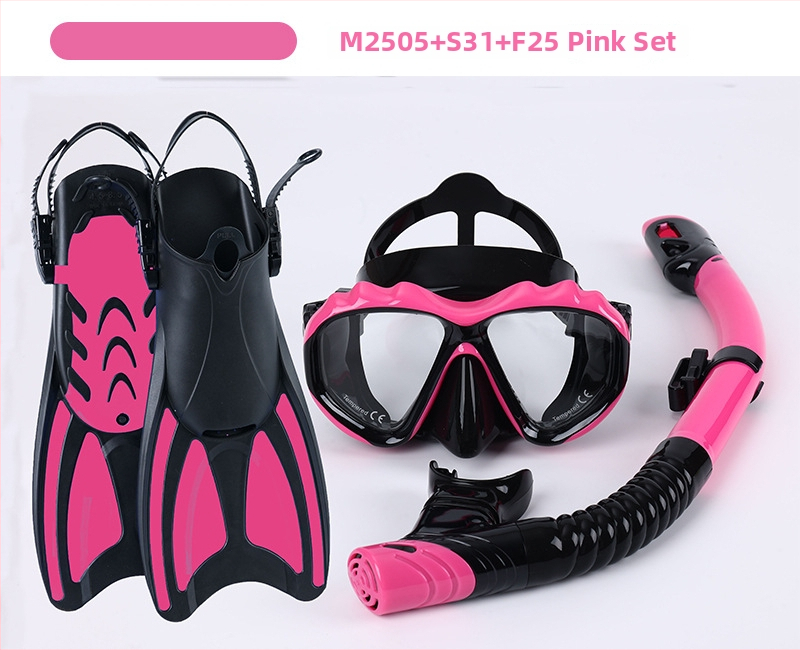 Snorkelkomplekt: finsid, kuiv snorkel ja sukeldumismask; Materjal: PP, TPR, POM; Bränd: Asy; Sobib täiskasvanutele ja lastele