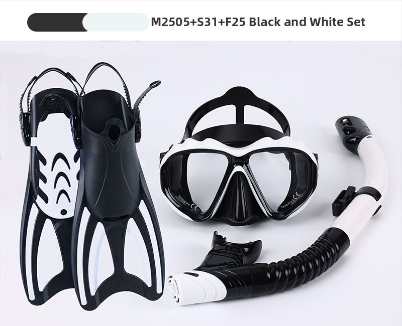 Snorkelkomplekt: finsid, kuiv snorkel ja sukeldumismask; Materjal: PP, TPR, POM; Bränd: Asy; Sobib täiskasvanutele ja lastele