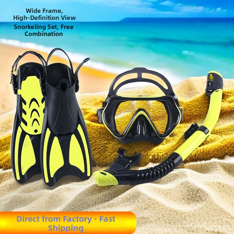 Snorkelkomplekt: finsid, kuiv snorkel ja sukeldumismask; Materjal: PP, TPR, POM; Bränd: Asy; Sobib täiskasvanutele ja lastele