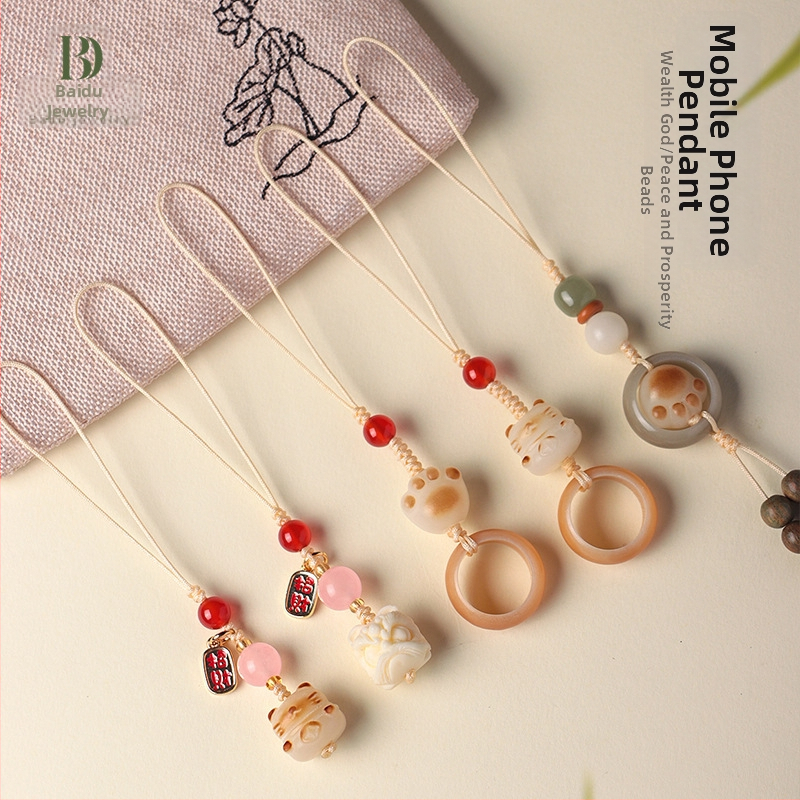 Rankų darbo Bodhi bagažo pakabukas — mielas gyvūnų raštas (meška/kiaulė/mažas gyvūnas), Medžiaga Bodhi