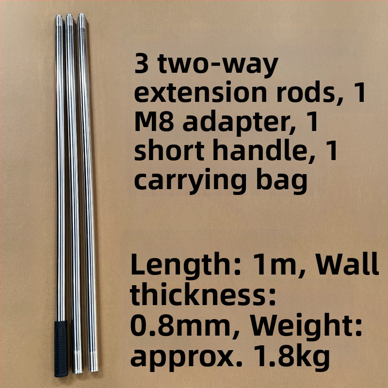 Super Rich roostevabast terasest kalastusvõrgu vars, mitmeosaline pikendus 8 mm kruvipeaga