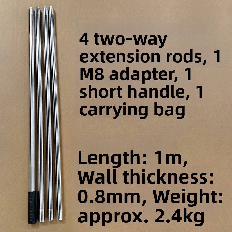 Super Rich roostevabast terasest kalastusvõrgu vars, mitmeosaline pikendus 8 mm kruvipeaga