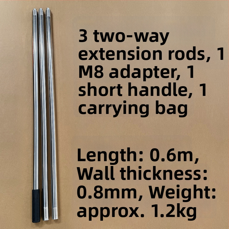 Super Rich roostevabast terasest kalastusvõrgu vars, mitmeosaline pikendus 8 mm kruvipeaga