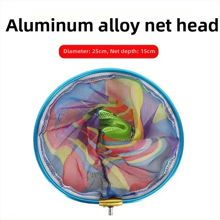 Vaikų teleskopinis nerūdijančio plieno žvejybos tinklo komplektas kemptingui (tinklelio gylis 14 cm, plonas tinklelis, reguliuojamas strypas)