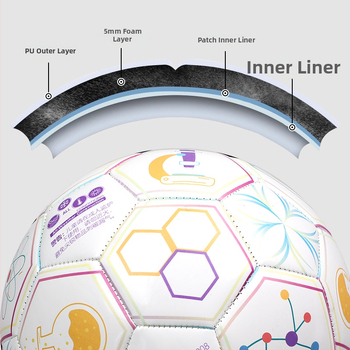 Nr.5 futbola trenēšanas bumba jauniešiem, PVC materiāls, mašīnveida šuve, Nacionālais standarts, Drukāts logotips