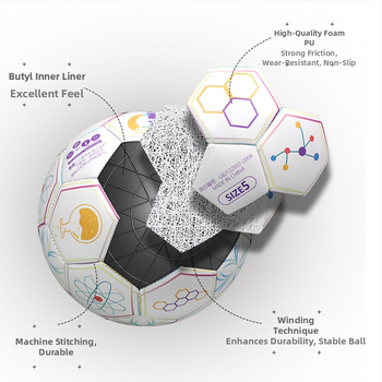 Nr.5 futbola trenēšanas bumba jauniešiem, PVC materiāls, mašīnveida šuve, Nacionālais standarts, Drukāts logotips