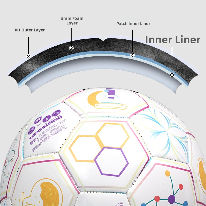 Nr.5 futbolo treniravimo kamuolys paaugliams, PVC medžiaga, mašininis siuvimas, Nacionalinis standartas, Spausdintas logotipas