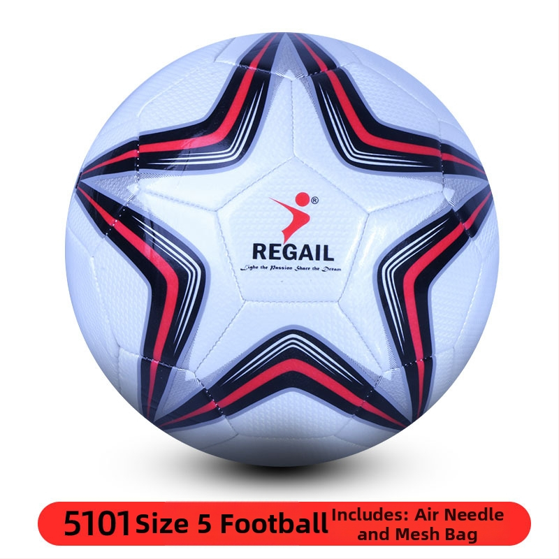 REGAIL футболна топка за тренировки с експлозионно-устойчива камера, 3.0 мм мека кожа, машинно шиене, международен стандарт