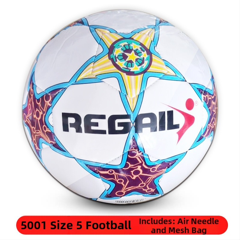 REGAIL футболна топка за тренировки с експлозионно-устойчива камера, 3.0 мм мека кожа, машинно шиене, международен стандарт