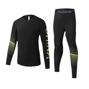 Vaikų sportinis komplektas — greitai džiūstantis, kvėpuojantis, ultralengvas milk silk audinys su 8% spandekso; ilgos rankovės, apvalus kaklas; rudens drabužiai berniukams