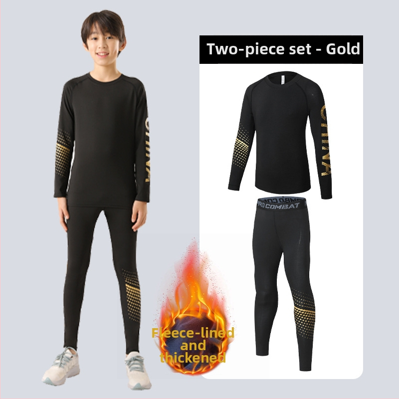 Vaikų sportinis komplektas — greitai džiūstantis, kvėpuojantis, ultralengvas milk silk audinys su 8% spandekso; ilgos rankovės, apvalus kaklas; rudens drabužiai berniukams