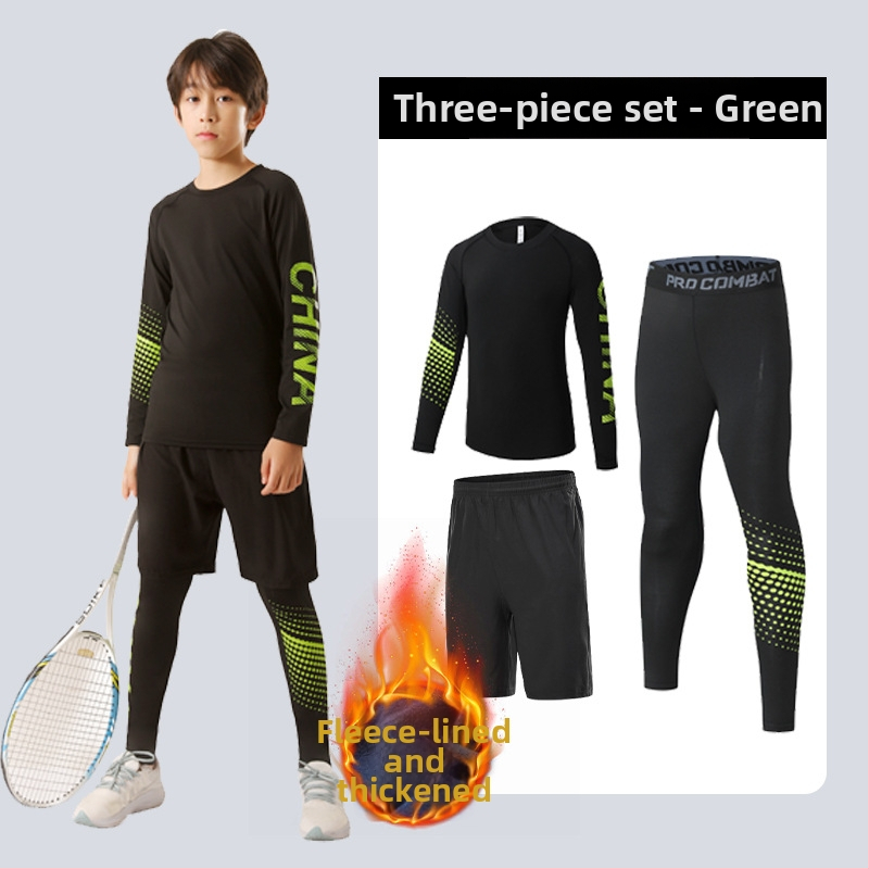 Vaikų sportinis komplektas — greitai džiūstantis, kvėpuojantis, ultralengvas milk silk audinys su 8% spandekso; ilgos rankovės, apvalus kaklas; rudens drabužiai berniukams