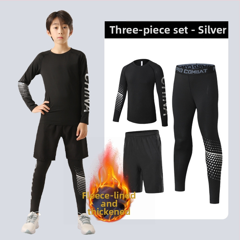 Vaikų sportinis komplektas — greitai džiūstantis, kvėpuojantis, ultralengvas milk silk audinys su 8% spandekso; ilgos rankovės, apvalus kaklas; rudens drabužiai berniukams