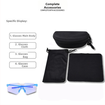 Dviračio akiniai, modelis UY070B, keičiamų lęšių, TR90 rėmas ir PC lęšiai, dioptrija 0