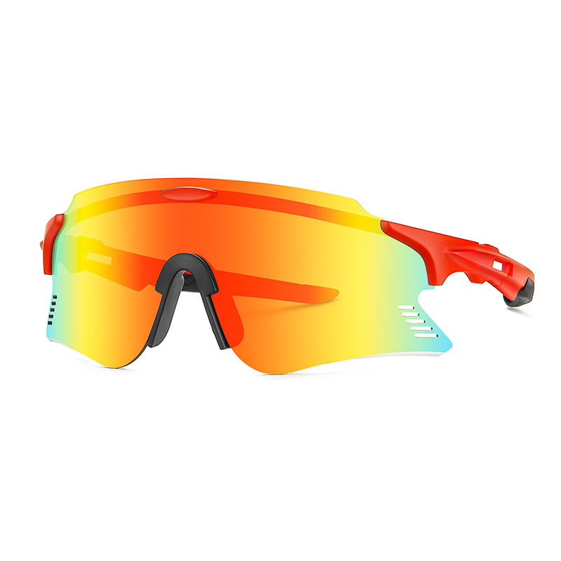 Dviračio akiniai su pilno rėmo dizainu, vėjo atsparūs, keičiamomis lęšimis — Modelis ZM99007-1, PC medžiaga